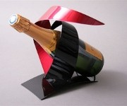 Support métal design rouge/noir 1 bouteille champagne