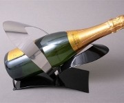 Support métal design noir/argent 1 bouteille champagne